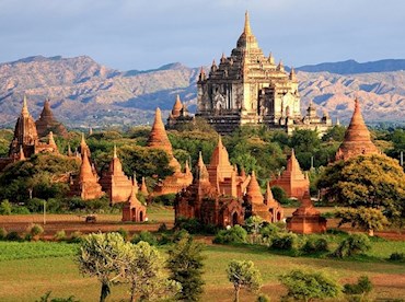 Get a bird's eye view of monumental and ancient temples on the plain of Bagan