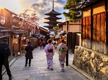 Greet a geisha in the  laneways of Kyoto's Gion District