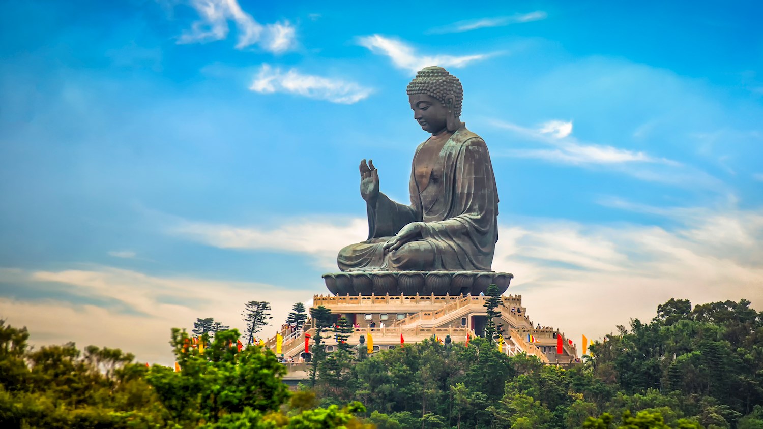 Gaze at the towering bronze Tian Tan Buddha