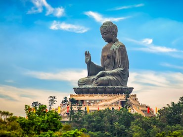 Gaze at the towering bronze Tian Tan Buddha